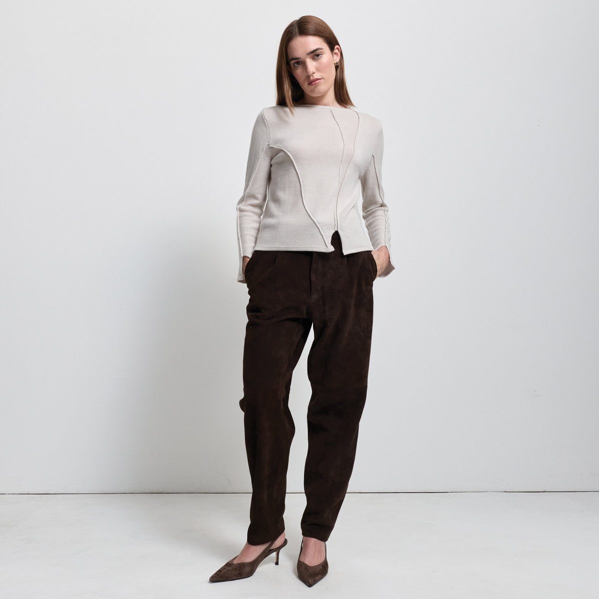 Harriet Trouser - Coffee Suede