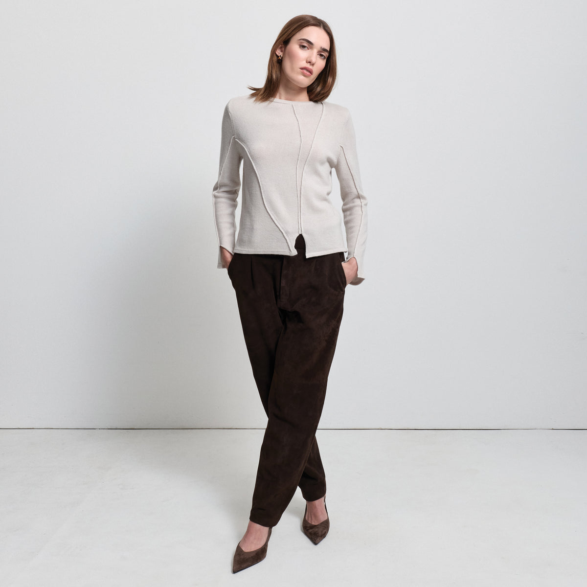 Harriet Trouser - Coffee Suede