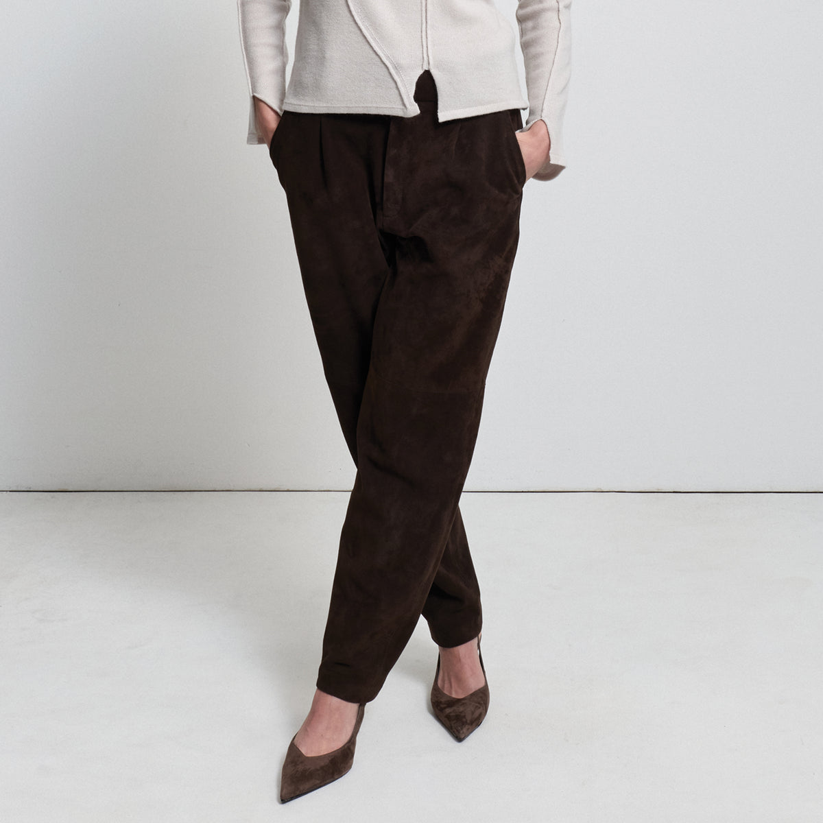 Harriet Trouser - Coffee Suede