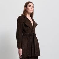 Henrietta Three Quarter Coat - Coffee Suede
