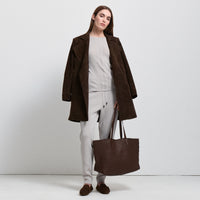 Henrietta Three Quarter Coat - Coffee Suede