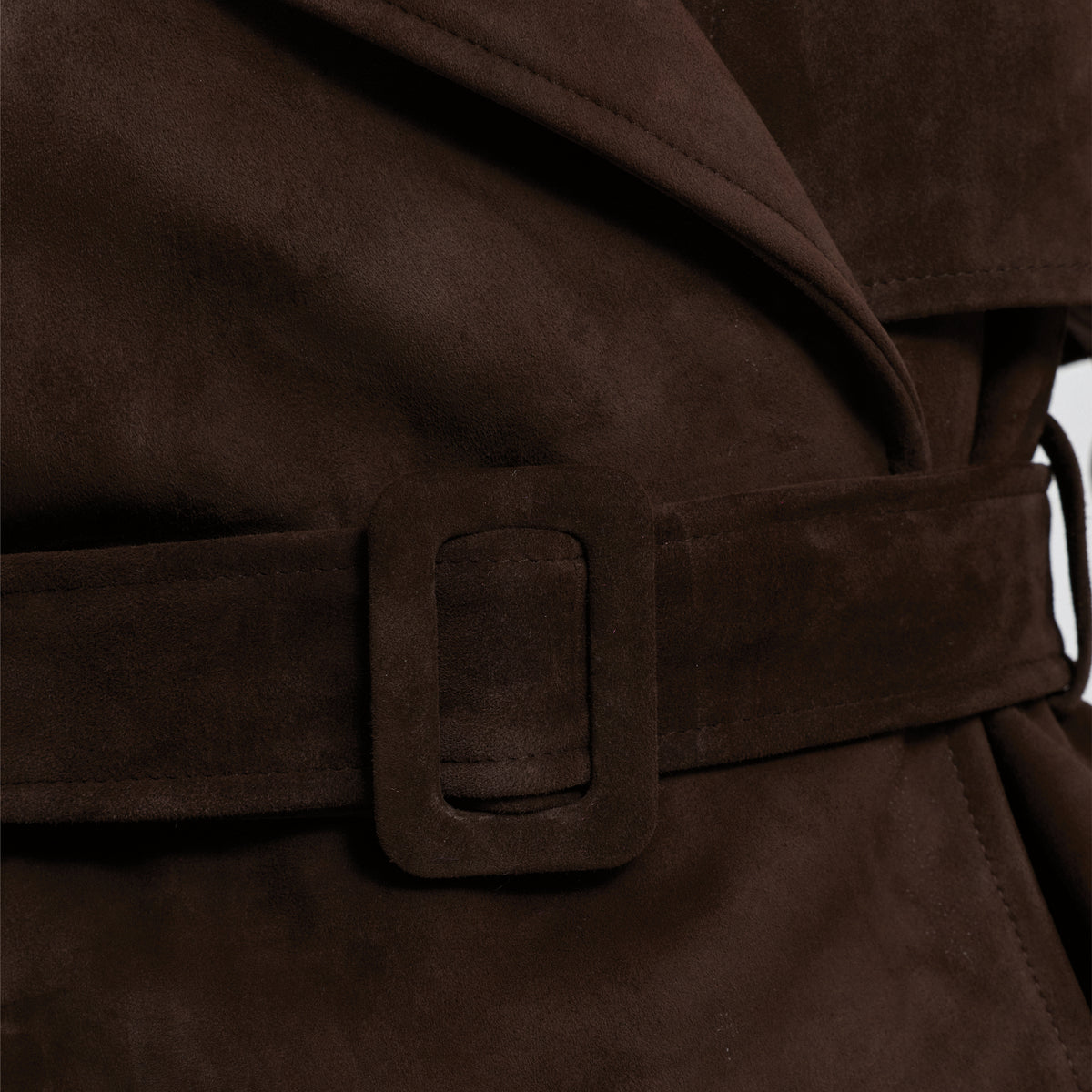 Nicole Cropped Trench - Coffee Suede