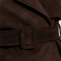 Nicole Cropped Trench - Coffee Suede