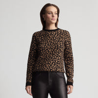 Carmel - Reversible Cashmere Crew Knit - Leopard