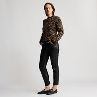 Carmel - Reversible Cashmere Crew Knit - Leopard