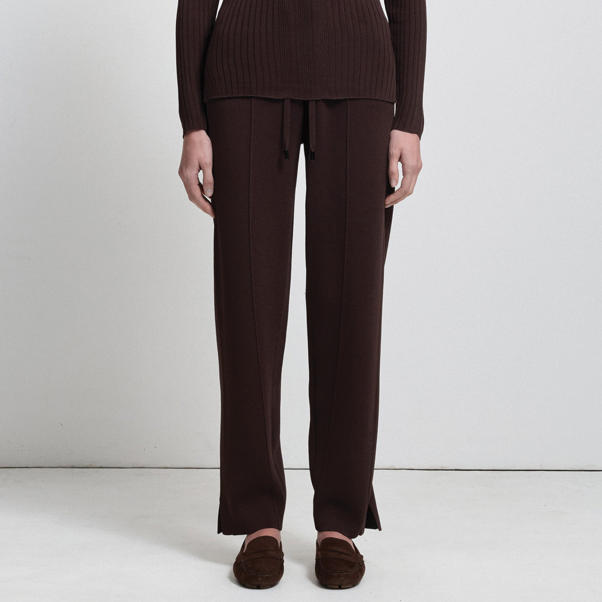 Base Layer Wide Leg Knit Pant- Espresso