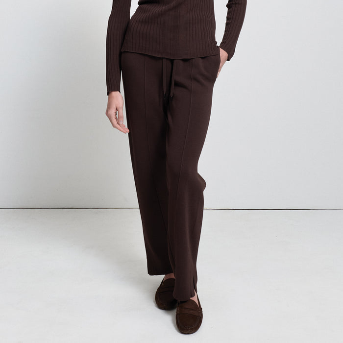 Base Layer Wide Leg Knit Pant- Espresso