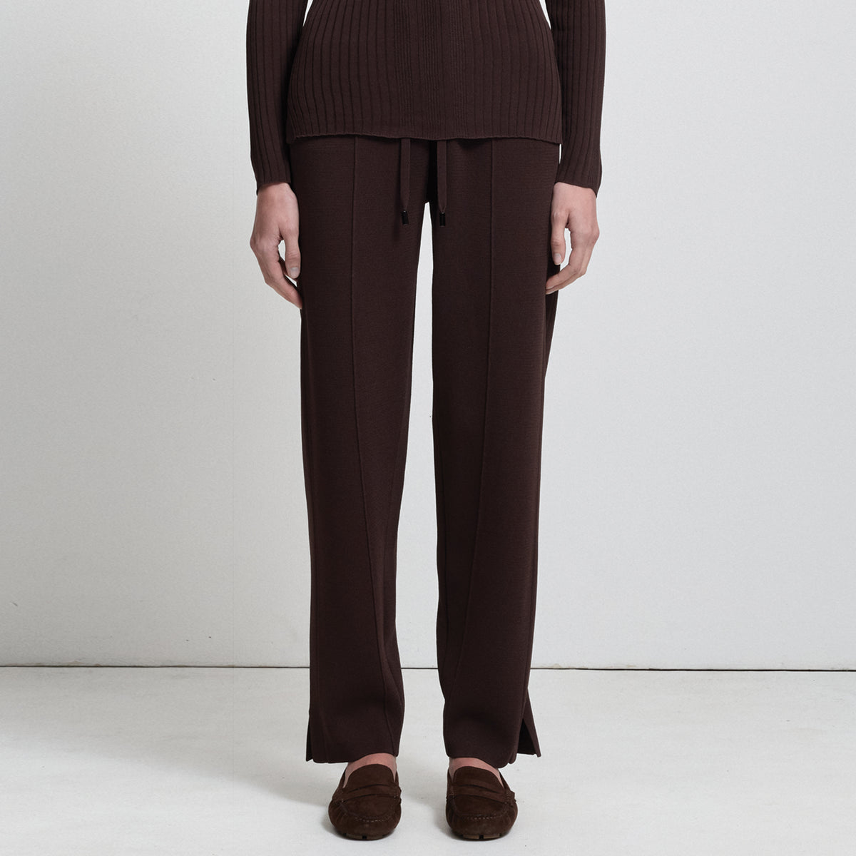 Base Layer Wide Leg Knit Pant- Espresso