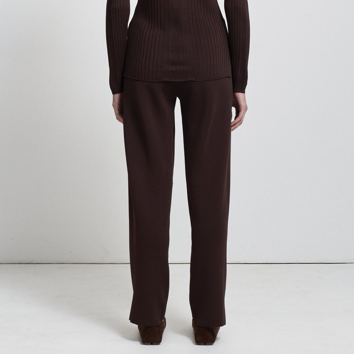 Base Layer Wide Leg Knit Pant- Espresso