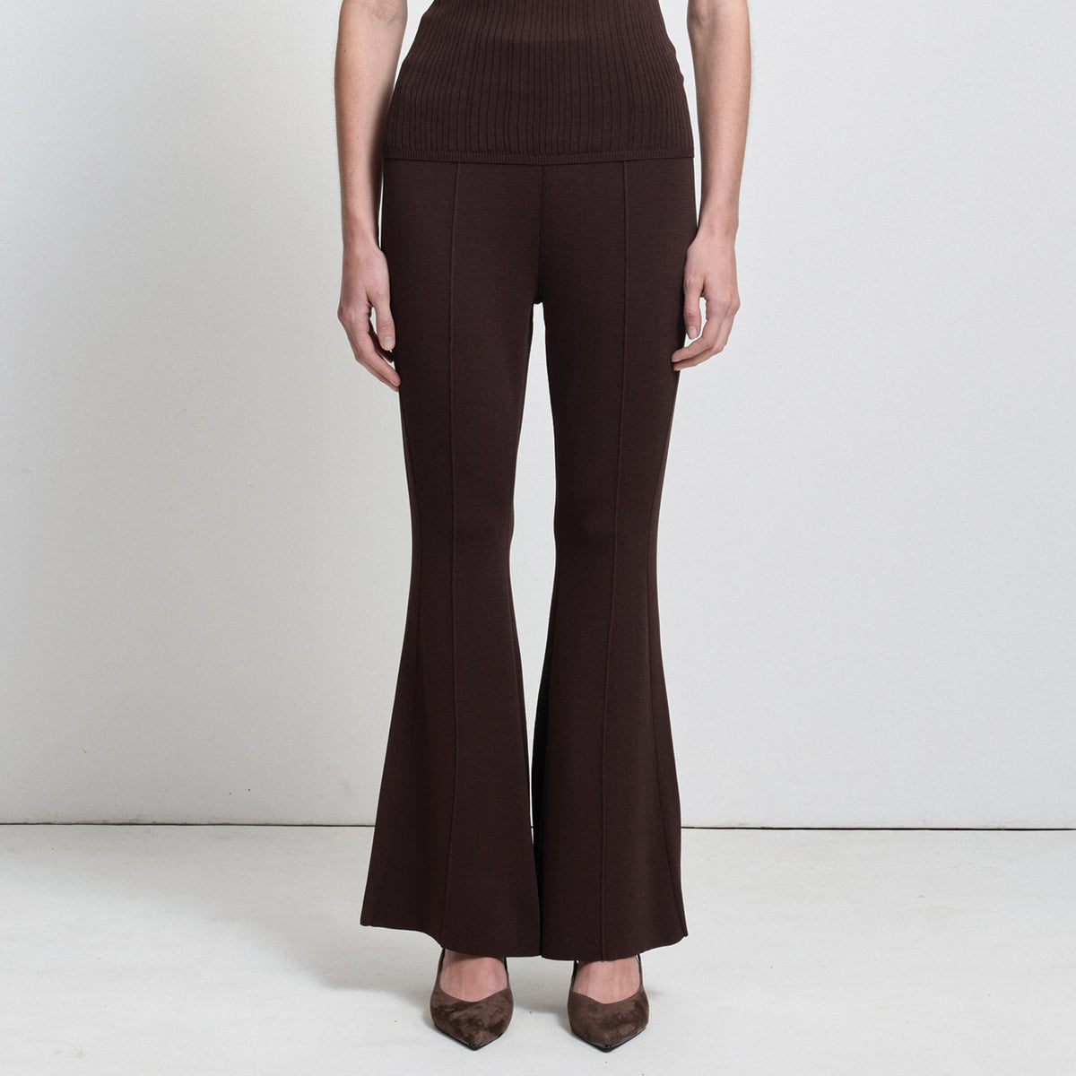 Base Layer Flared Knit Pant- Espresso
