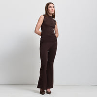 Base Layer Flared Knit Pant- Espresso