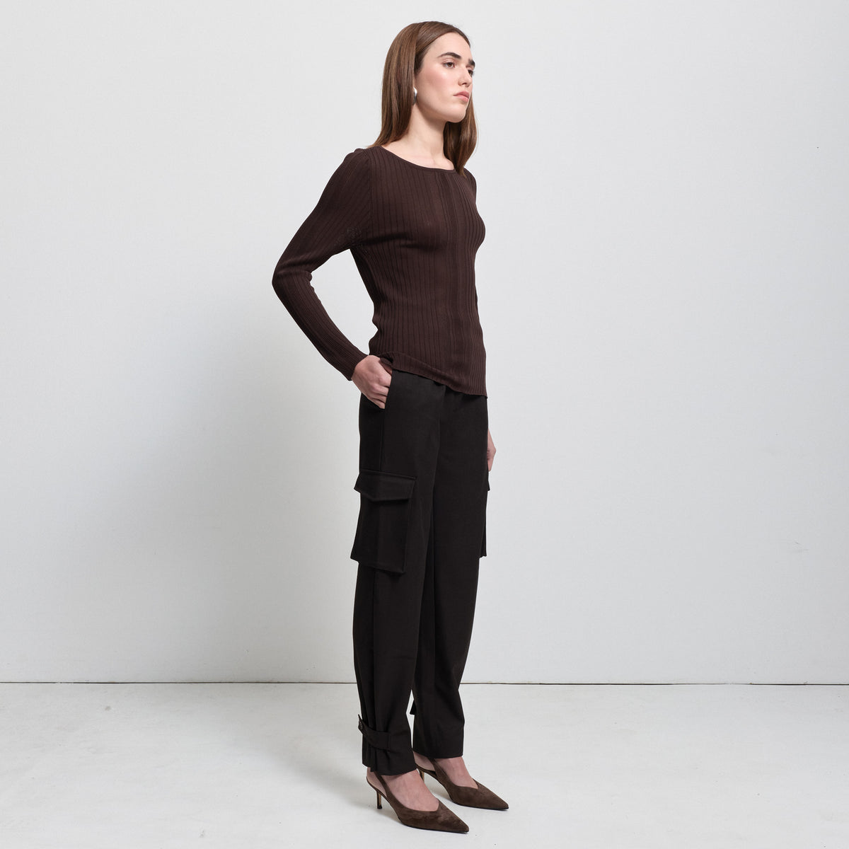 Base Layer Multi-Rib Long Sleeve Knit - Espresso