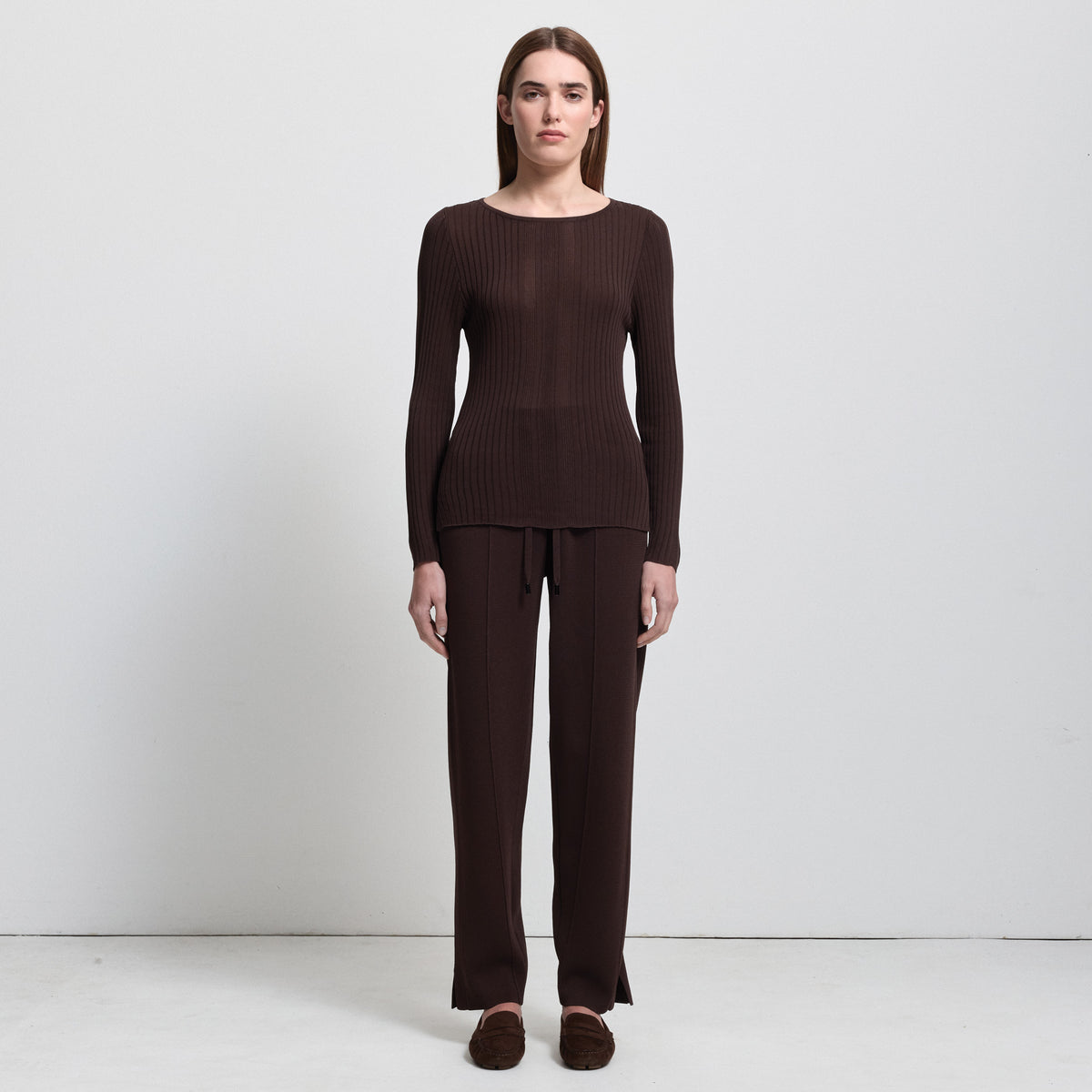 Base Layer Multi-Rib Long Sleeve Knit - Espresso