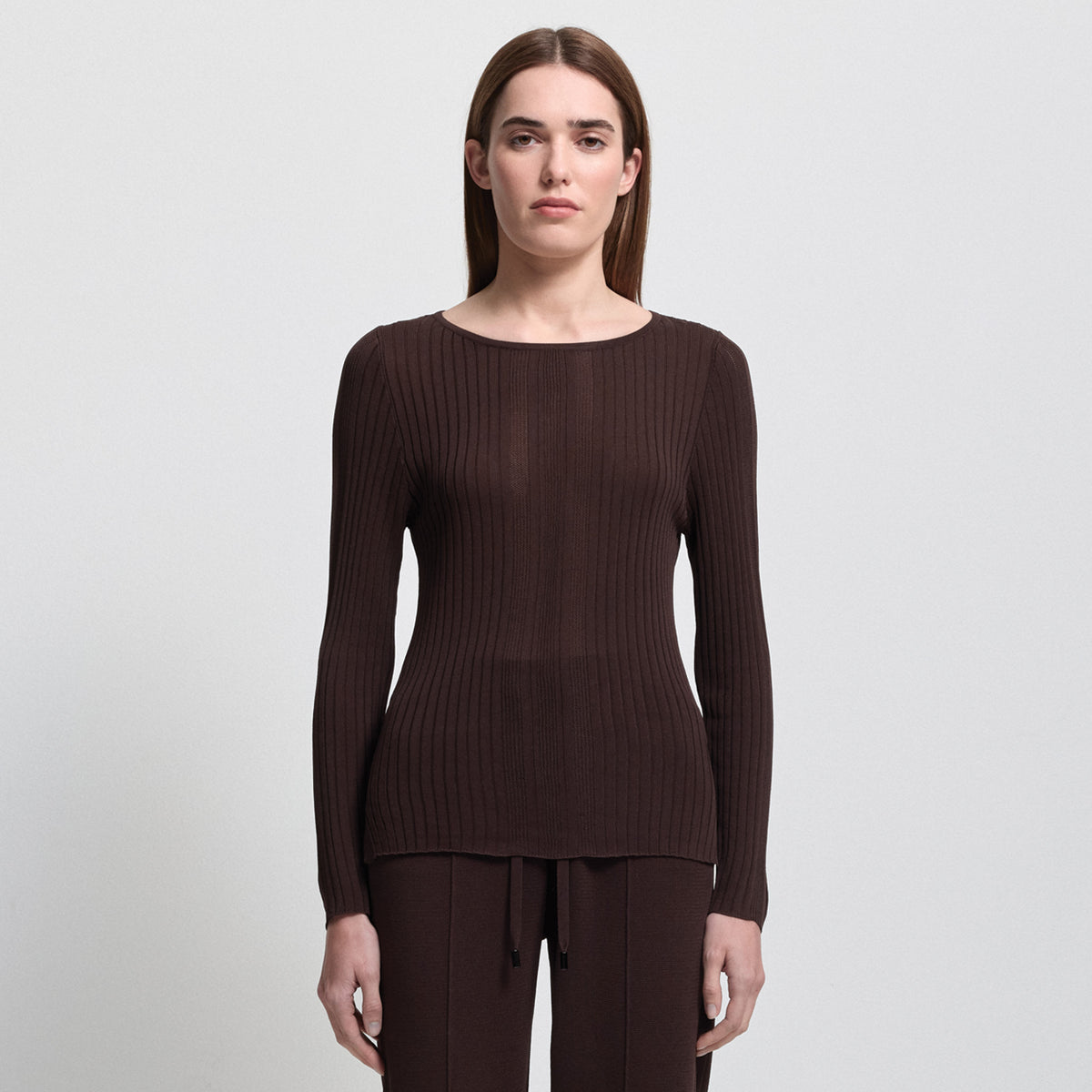 Base Layer Multi-Rib Long Sleeve Knit - Espresso