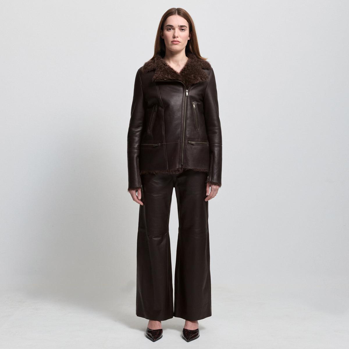 Chicago Wide Leg Pant - Espresso Leather