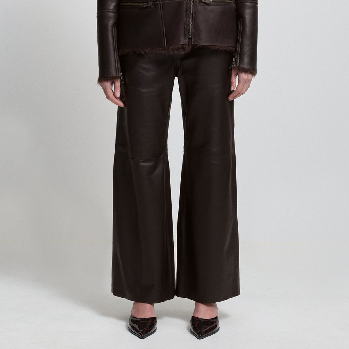 Chicago Wide Leg Pant - Espresso Leather