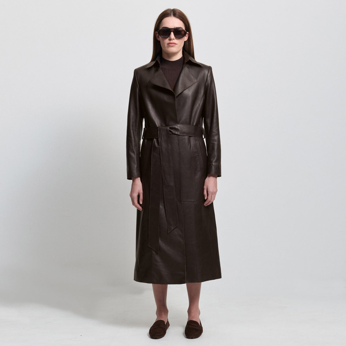 Harper Trench Coat - Espresso Leather