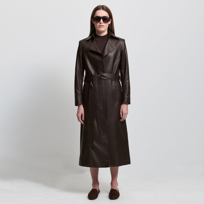 Harper Trench Coat - Espresso Leather