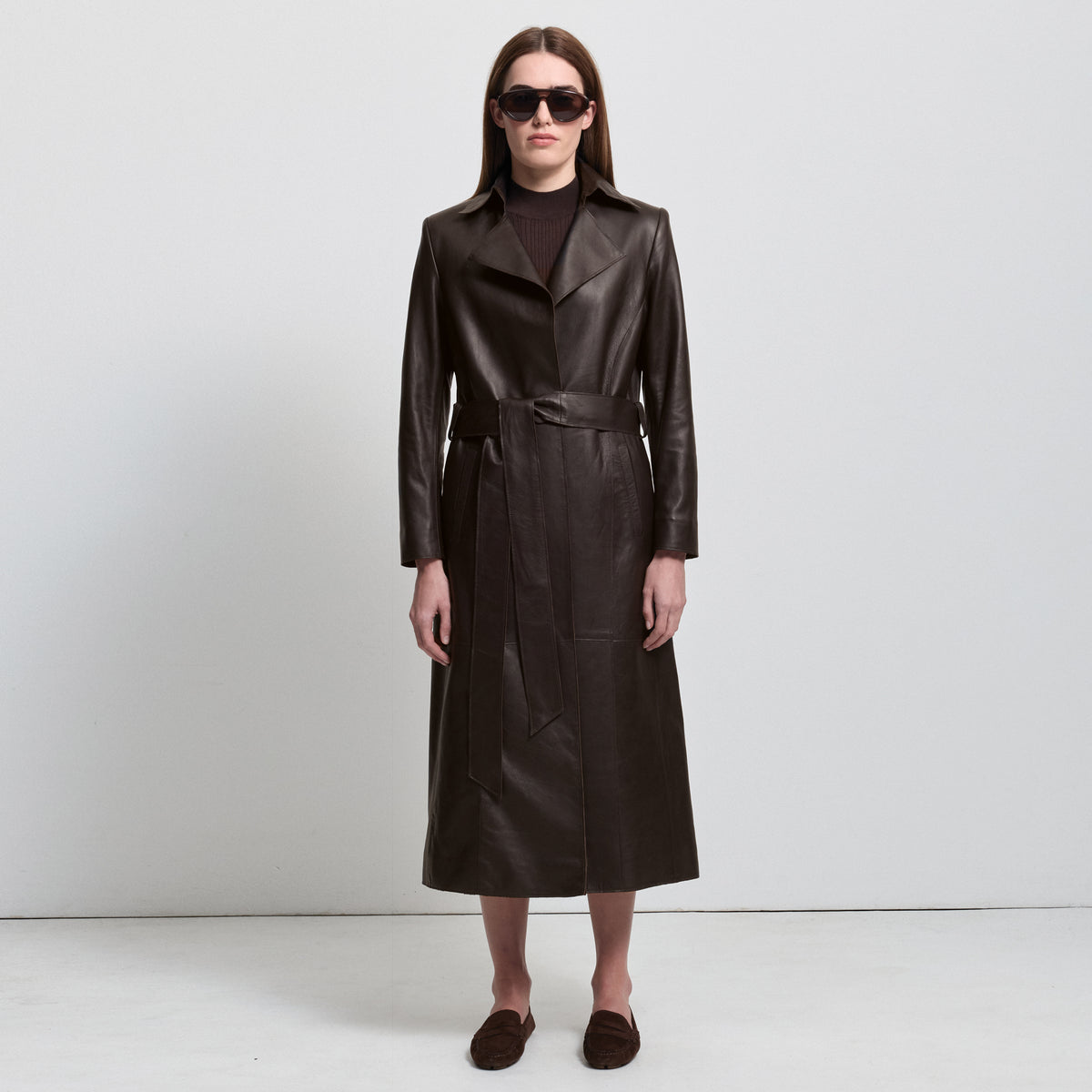 Harper Trench Coat - Espresso Leather