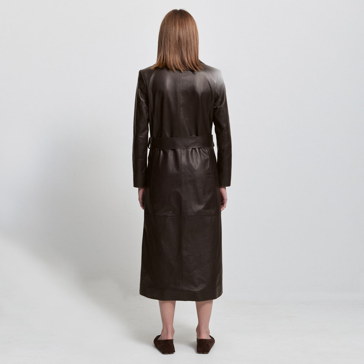 Harper Trench Coat - Espresso Leather