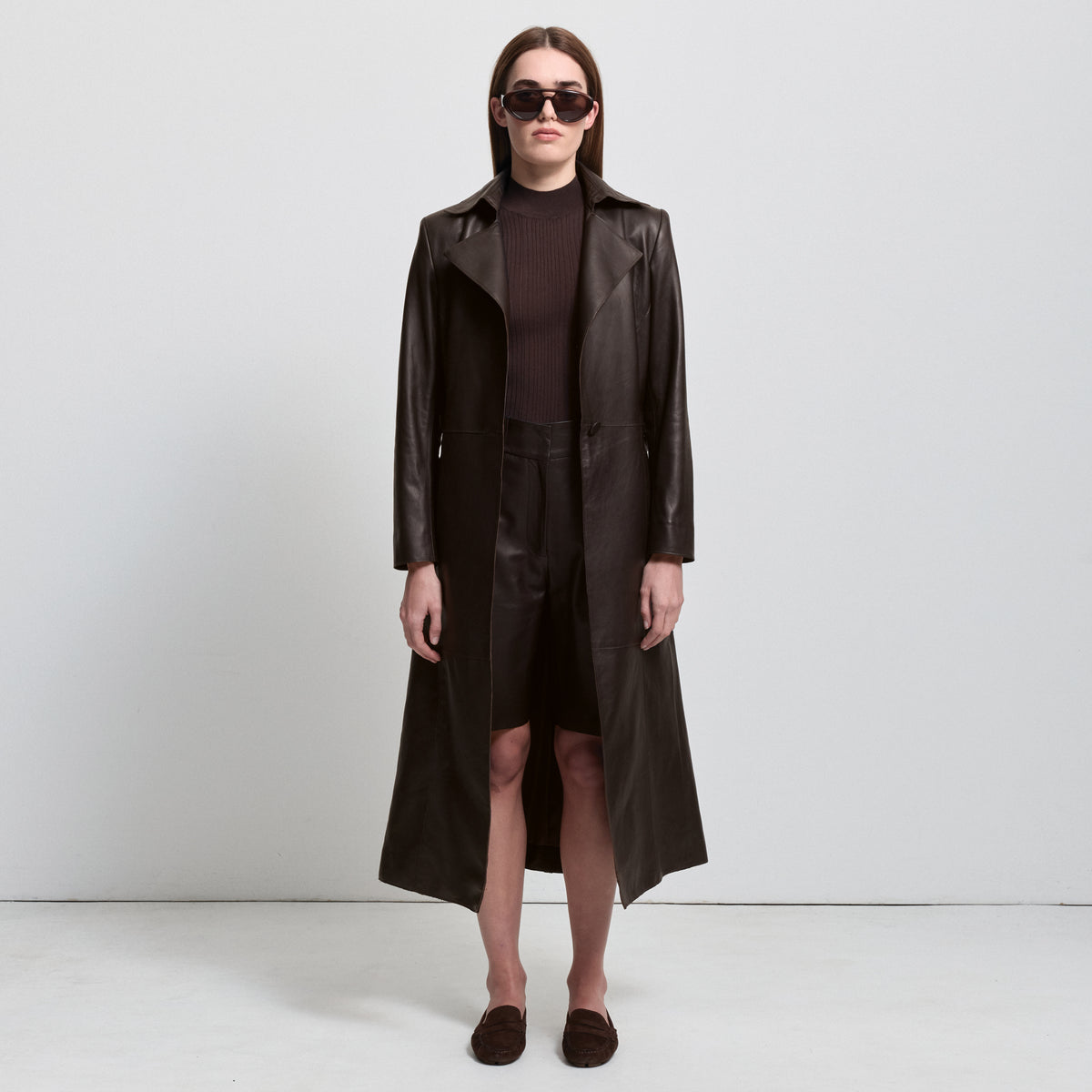 Harper Trench Coat - Espresso Leather