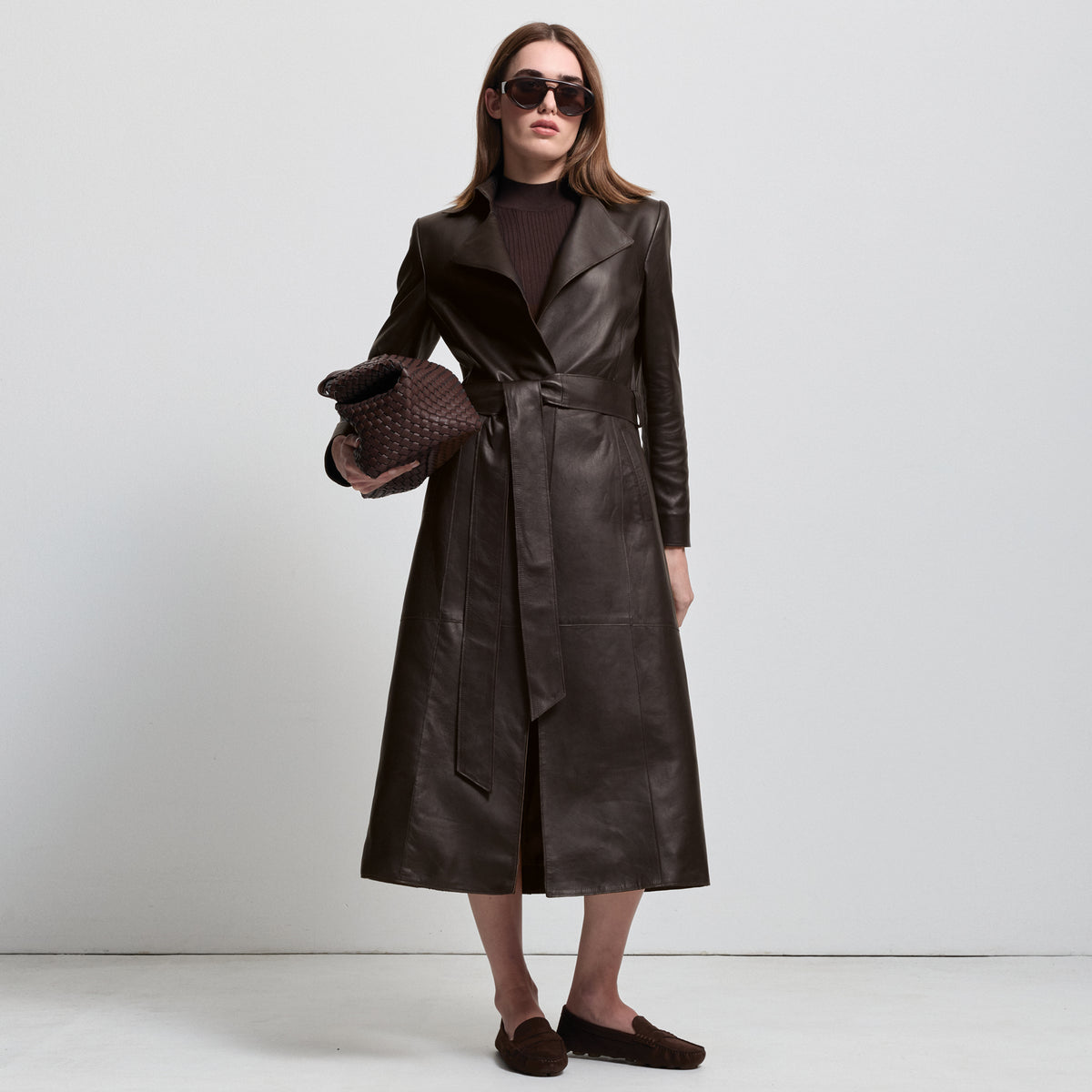 Harper Trench Coat - Espresso Leather