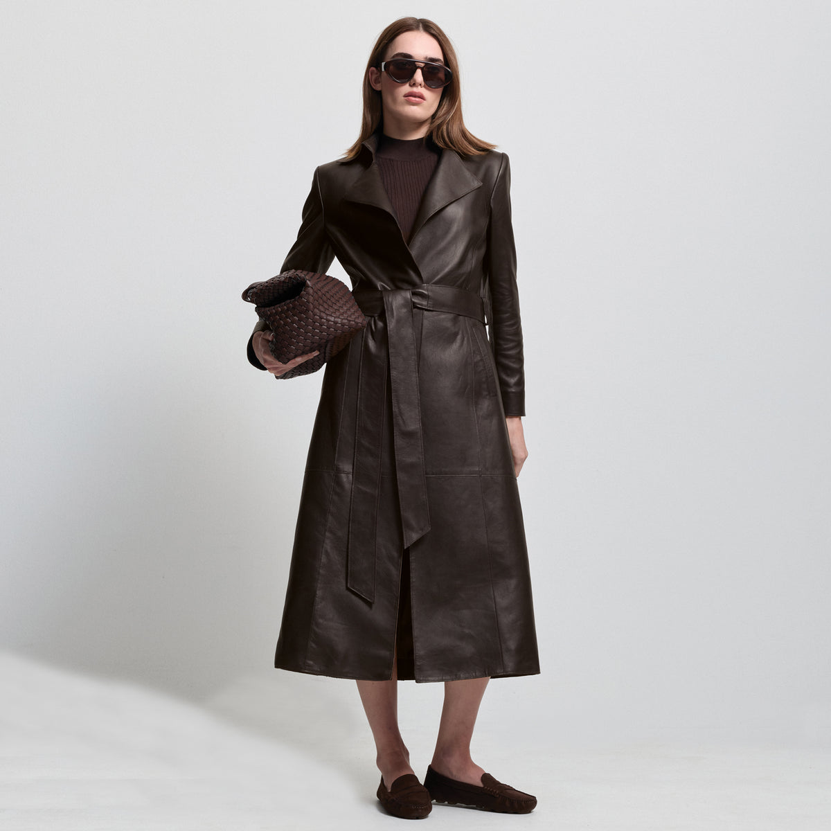 Harper Trench Coat - Espresso Leather