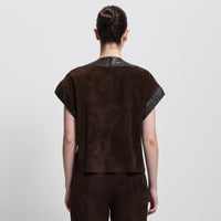 Leah Suede/Leather Top - Coffee