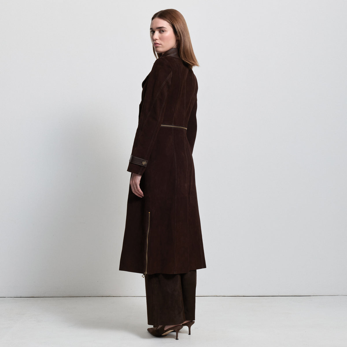 Logan Trench Coat - Coffee Suede
