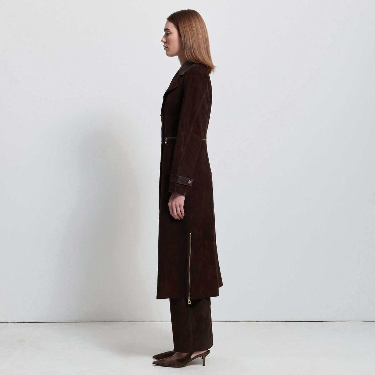Logan Trench Coat - Coffee Suede