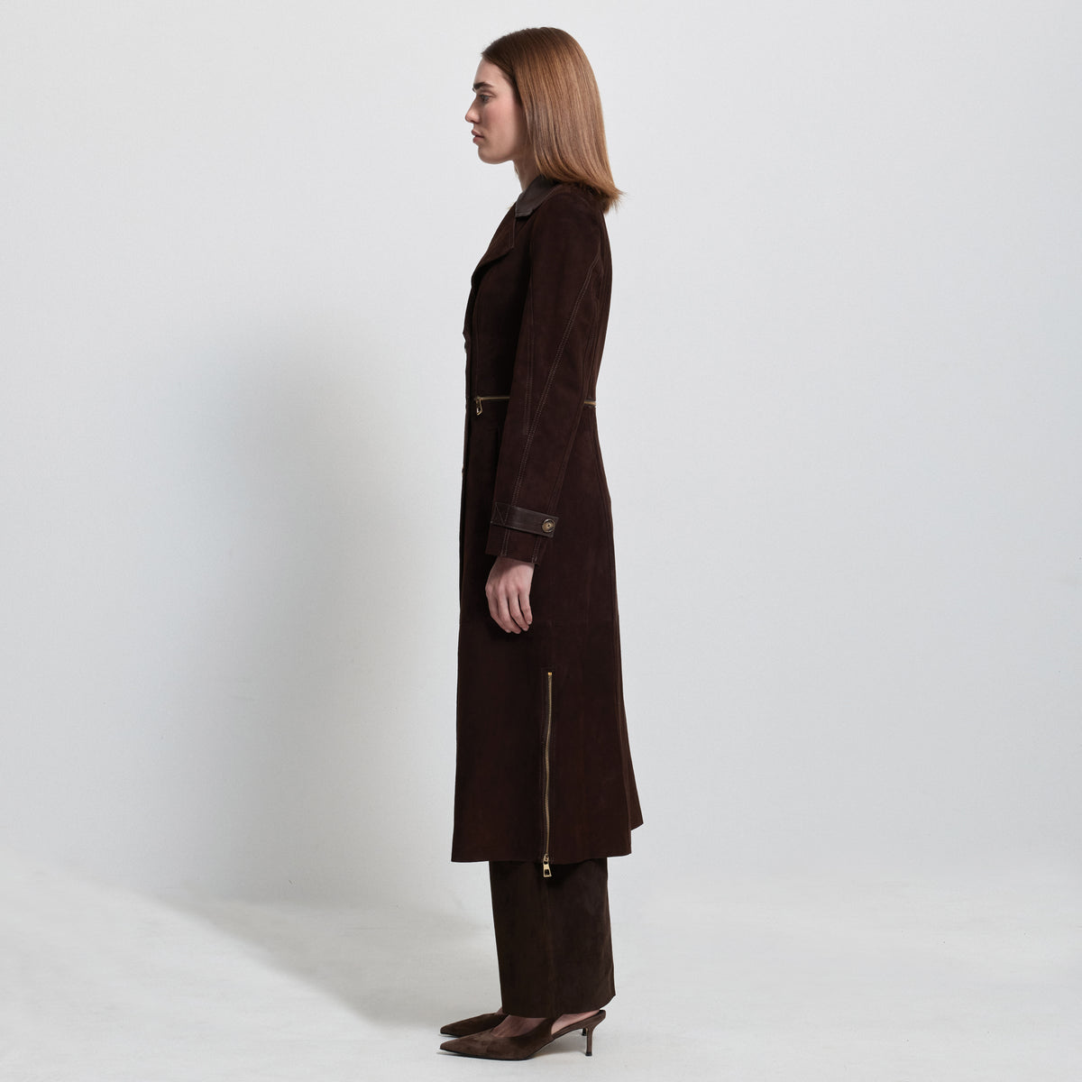 Logan Trench Coat - Coffee Suede