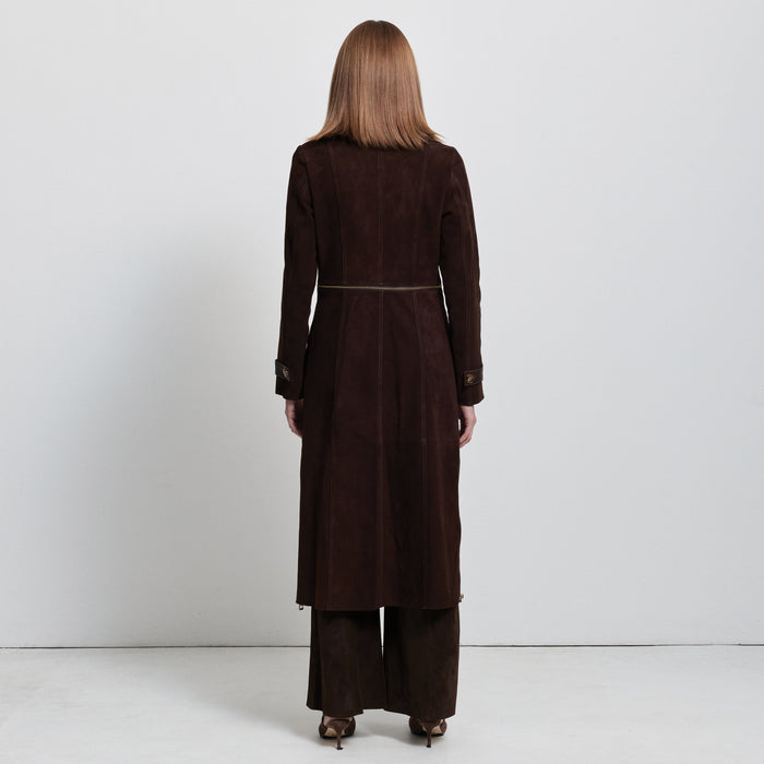 Logan Trench Coat - Coffee Suede