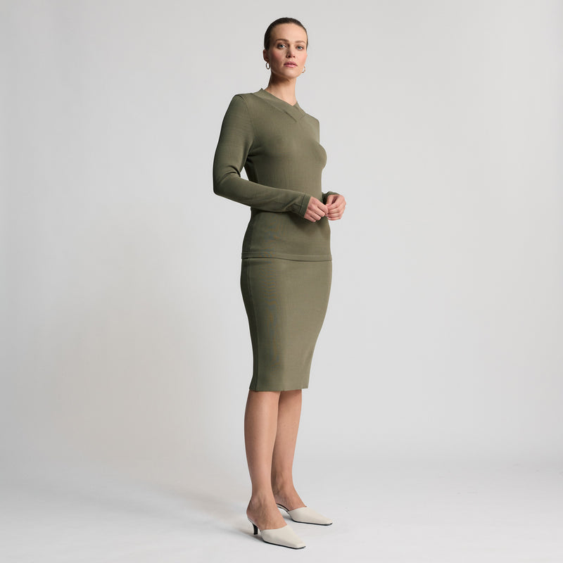 Base Layer Collar Wrap Knit - Fern