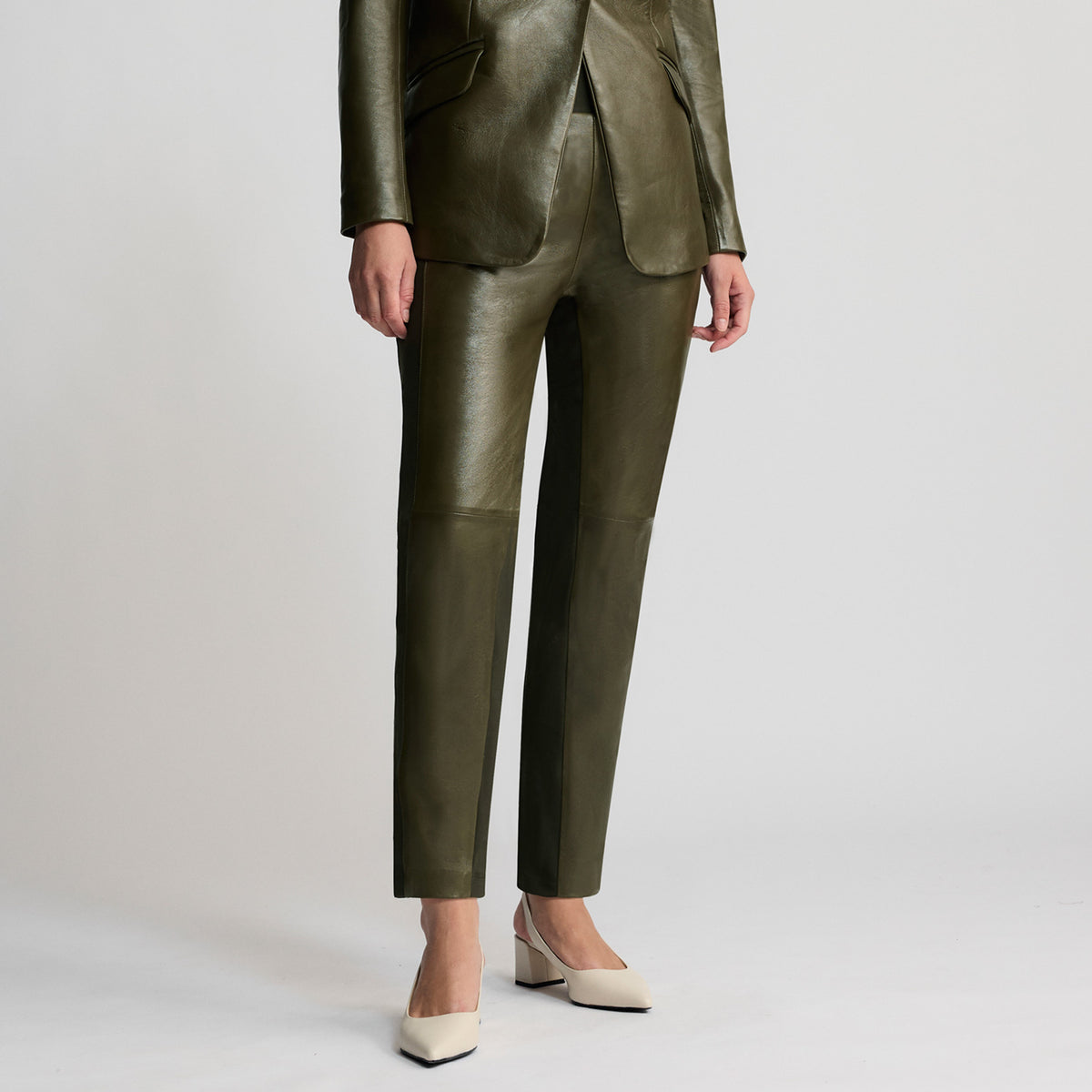 Tanya Leather Ponte Pant - Fern