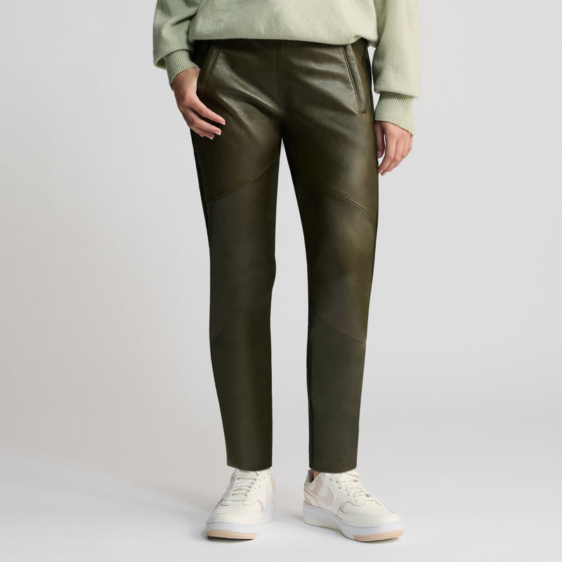 Frankie Leather Jogger Pant - Fern