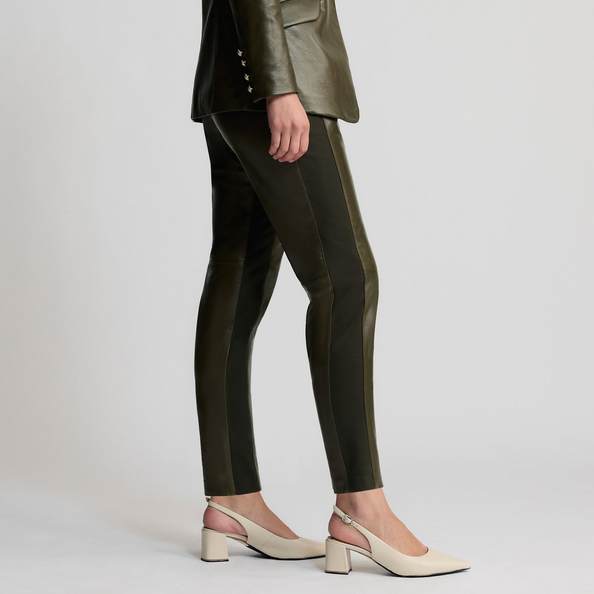 Tanya Leather Ponte Pant - Fern