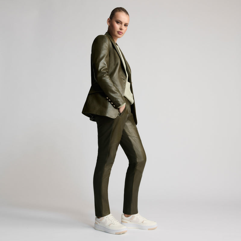 Frankie Leather Jogger Pant - Fern