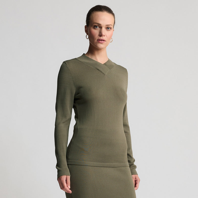 Base Layer Collar Wrap Knit - Fern