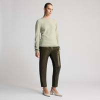 Tanya Leather Ponte Pant - Fern