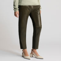 Tanya Leather Ponte Pant - Fern