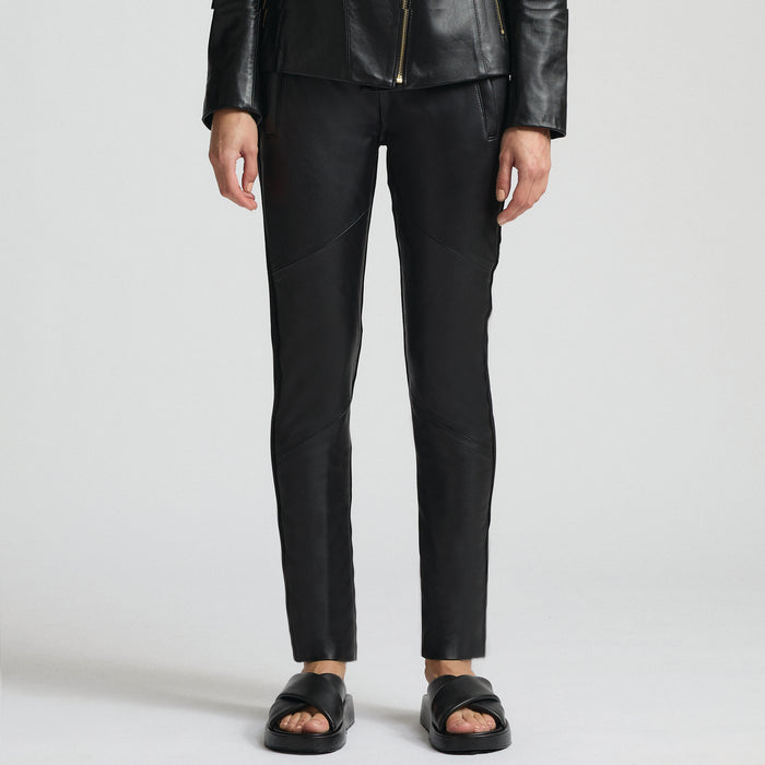 Frankie Leather Jogger Pant - Jet Black