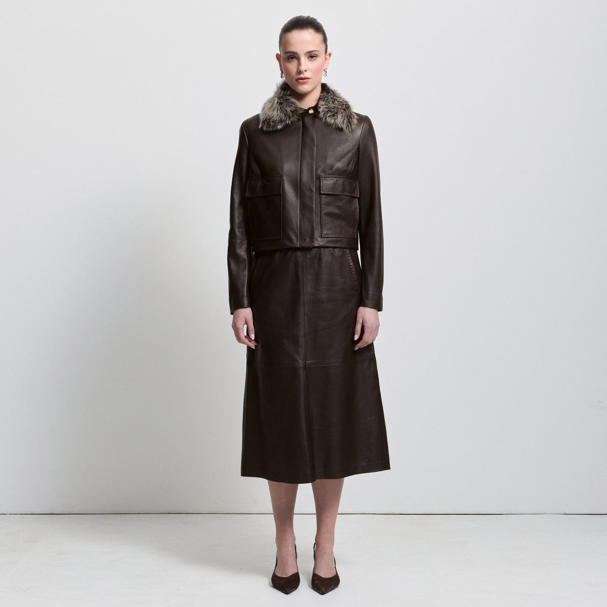 Gabriella Skirt - Espresso Leather