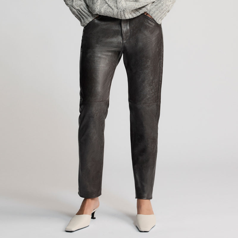 Tory Leather Pant - Gun Metal