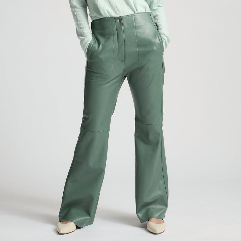 Harper Leather Pant - Sage