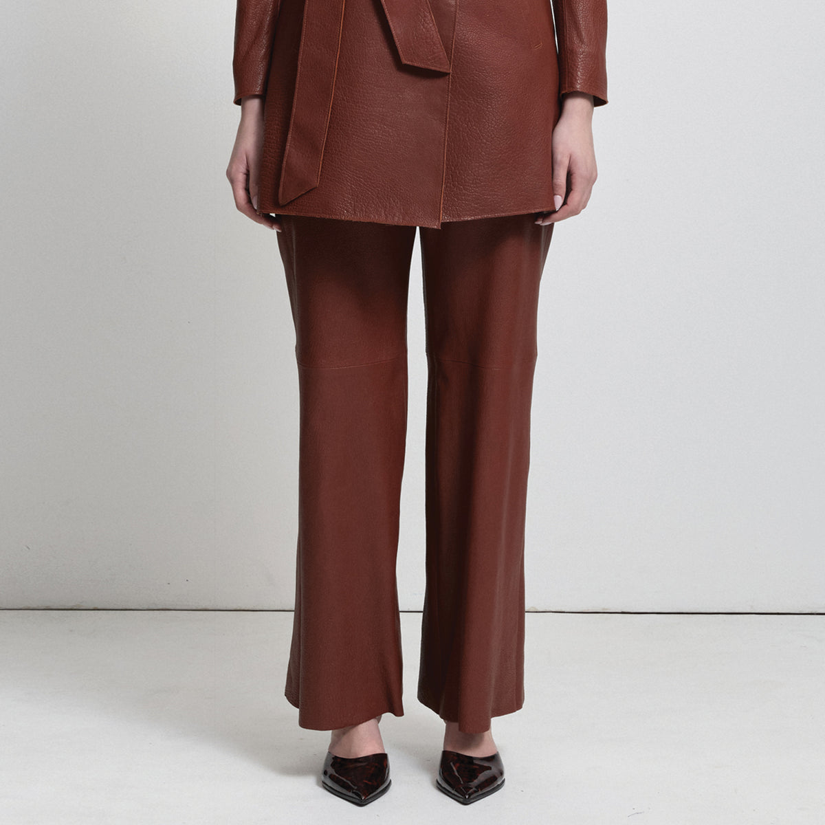 Chicago Wide Leg Pant - Honey Textured Leather