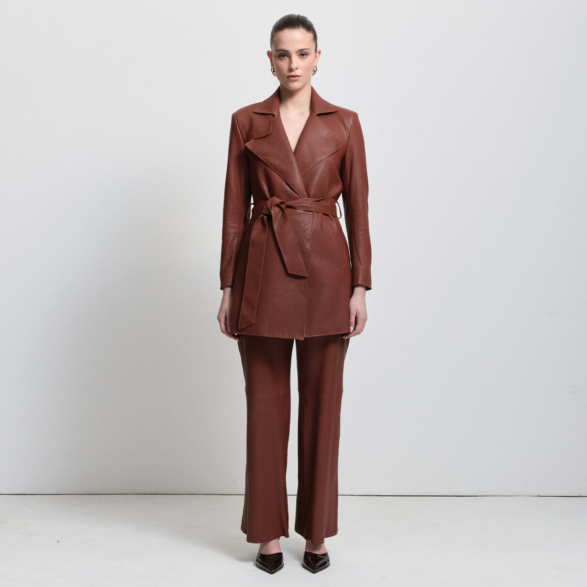 Chicago Wide Leg Pant - Honey Textured Leather