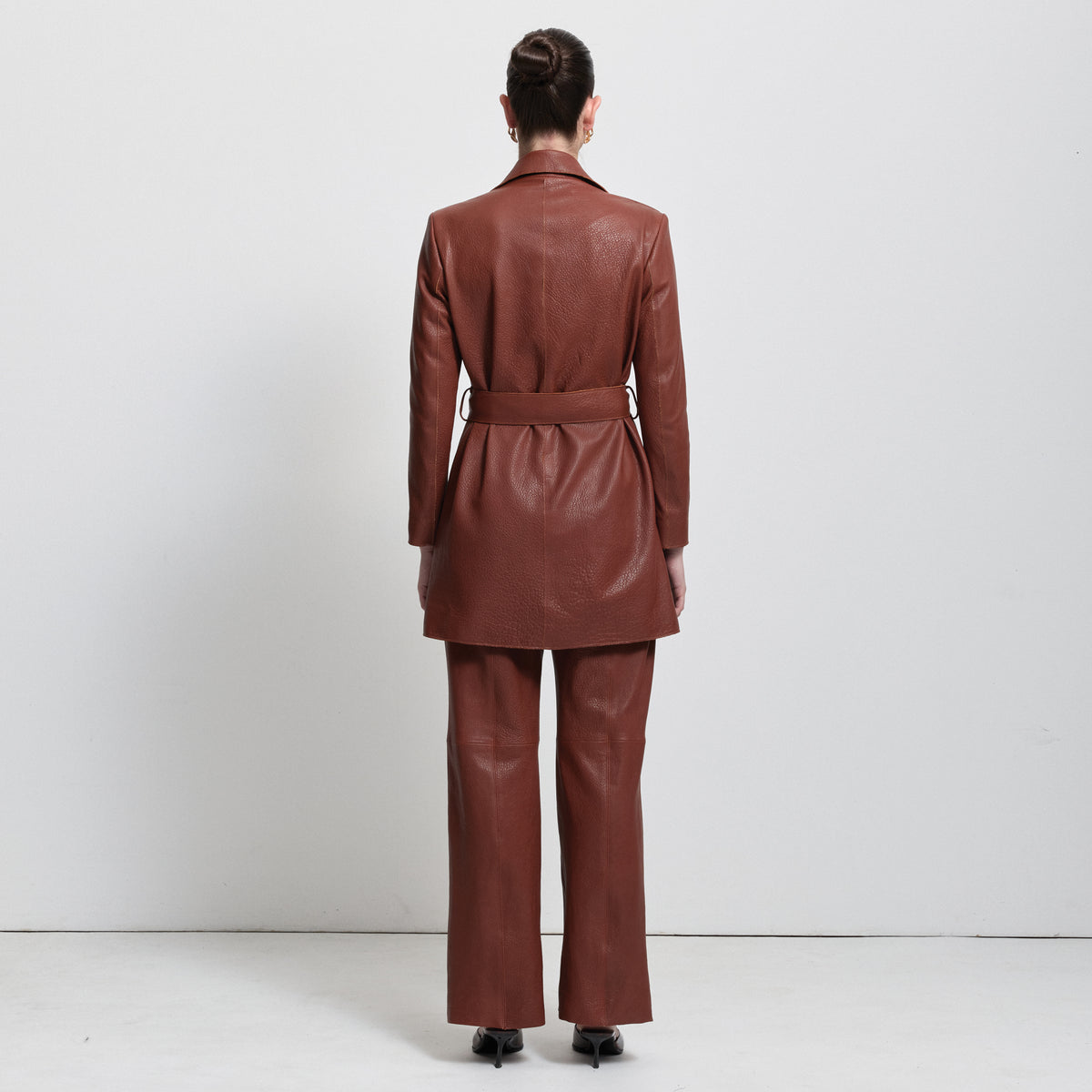 Henrietta Three Quarter Coat - Honey Textured Leather