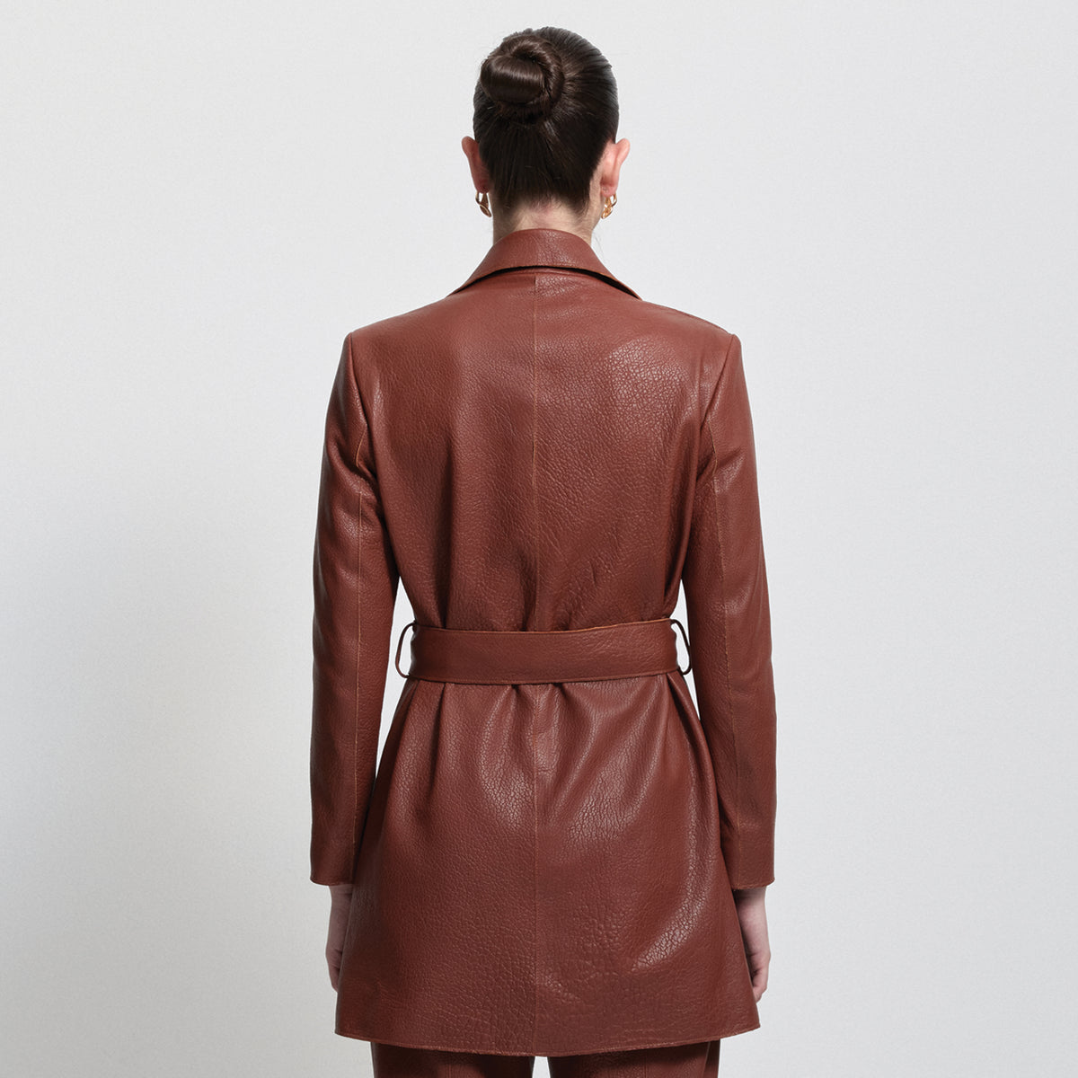 Henrietta Three Quarter Coat - Honey Textured Leather
