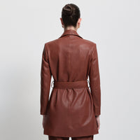 Henrietta Three Quarter Coat - Honey Textured Leather