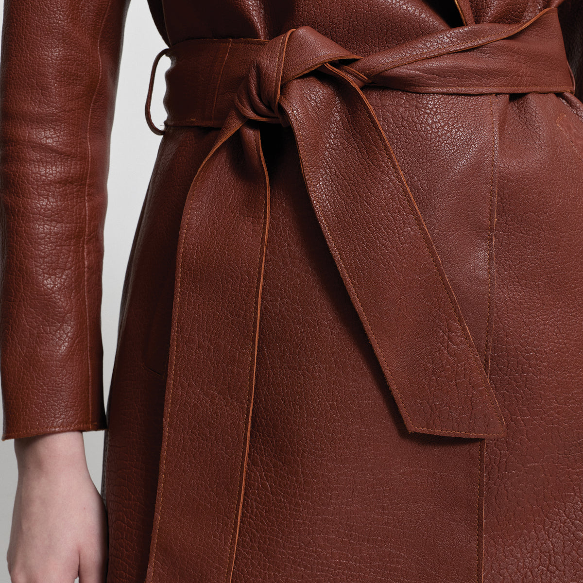 Henrietta Three Quarter Coat - Honey Textured Leather